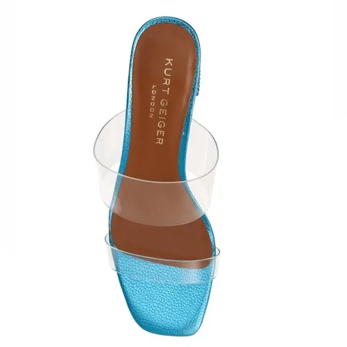 Kurt Geiger Party Clear Block Heel Sandal Glass Slipper Barbie Blue Size 8.5, NW - Image 8