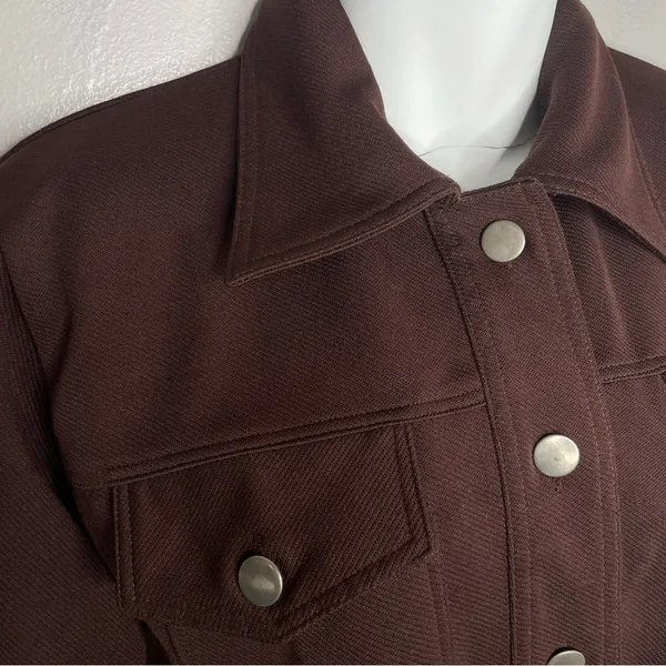 FREE PEOPLE Vintage Brown Jacket Womens Small Neutral Indie Sleaze Grunge Goblin - Image 2