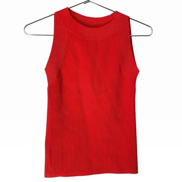 NWT Ann Taylor Ribbed Crewneck Sleeveless Sweaters Size Small (2) Brown Orange - Image 2