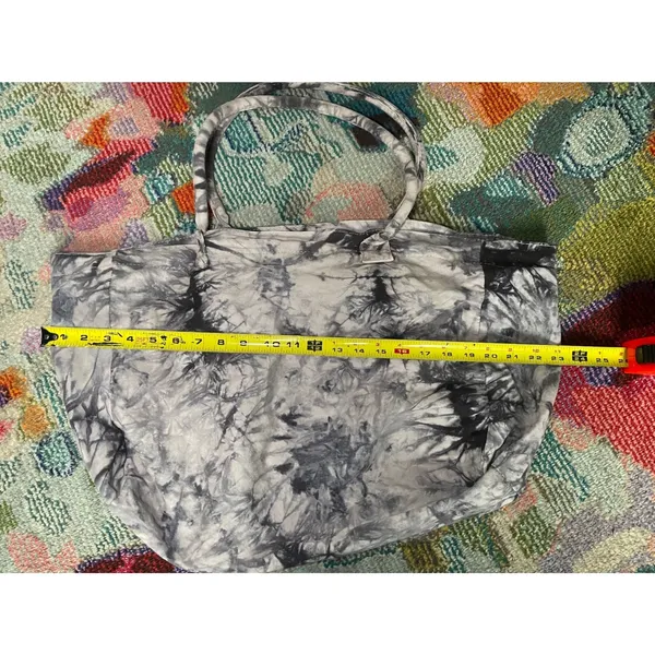 Victorias Secret PINK Tie Dye Canvas Tote Bag Black White Large Beach Travel Bag - Image 2