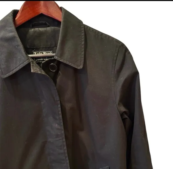Lucky Brand Vintage Inspired Black Trench Coat Lined Single Breasted M - Image 4