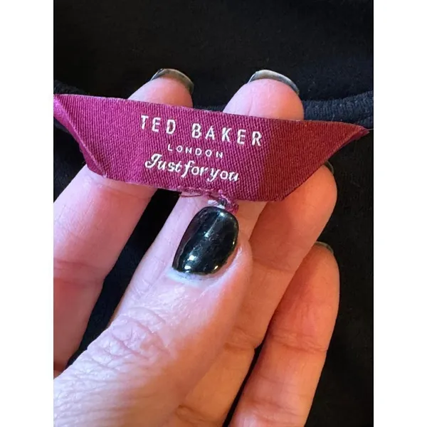 Ted‎ Baker Jersey Knit Abstract Floral Dress Women Small Crew Neck Sheath Artsy - Image 7