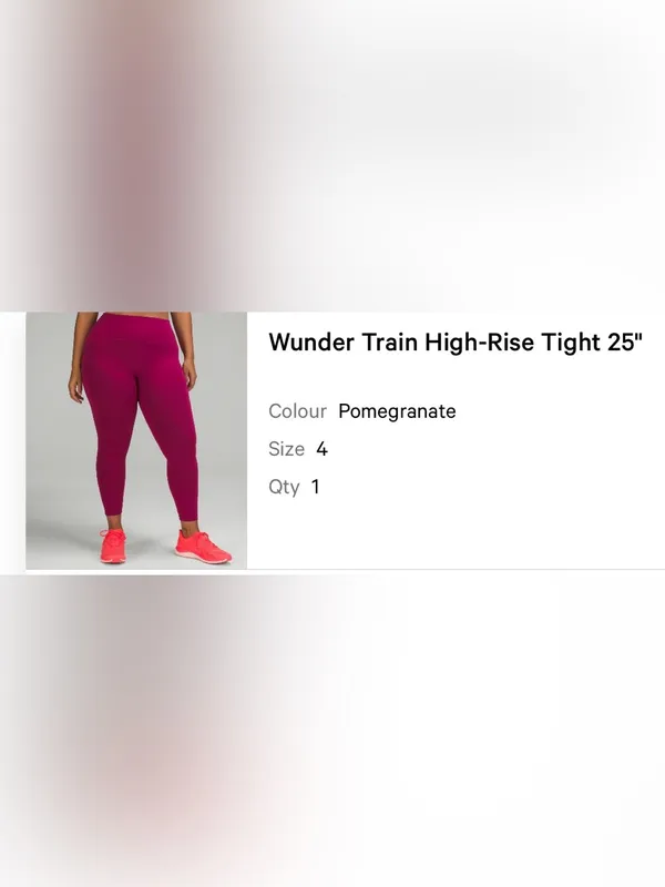 Lululemon Wunder Train High Rise Tight Leggings size 4 pomegranate - Image 4