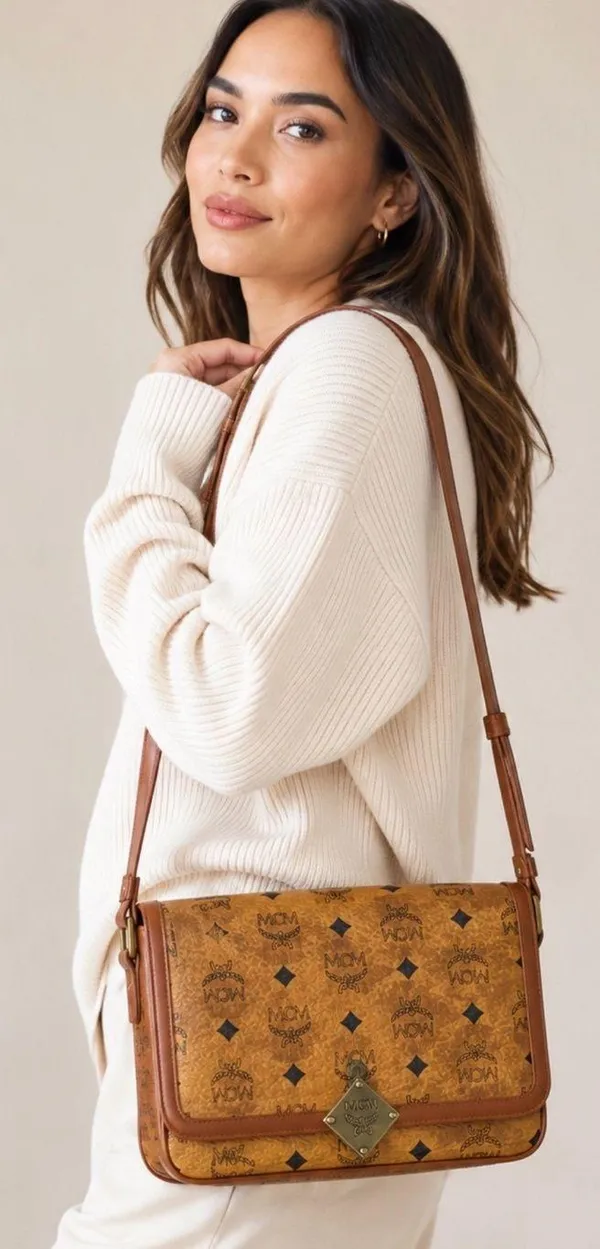 Vintage MCM Cognac Visetos Shoulder Crossbody Bag Made in Germany - Image 2