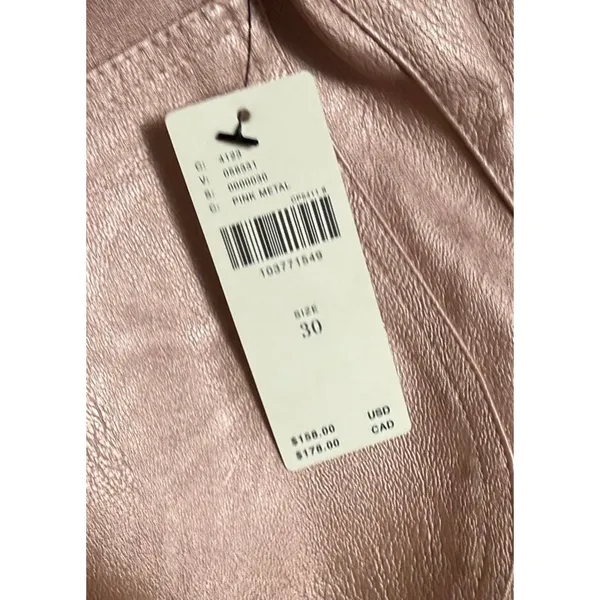 Maeve The Colette Crop Metallic Faux Leather Ruffle Hem Pants- Pink Metal Sz 30 - Image 9