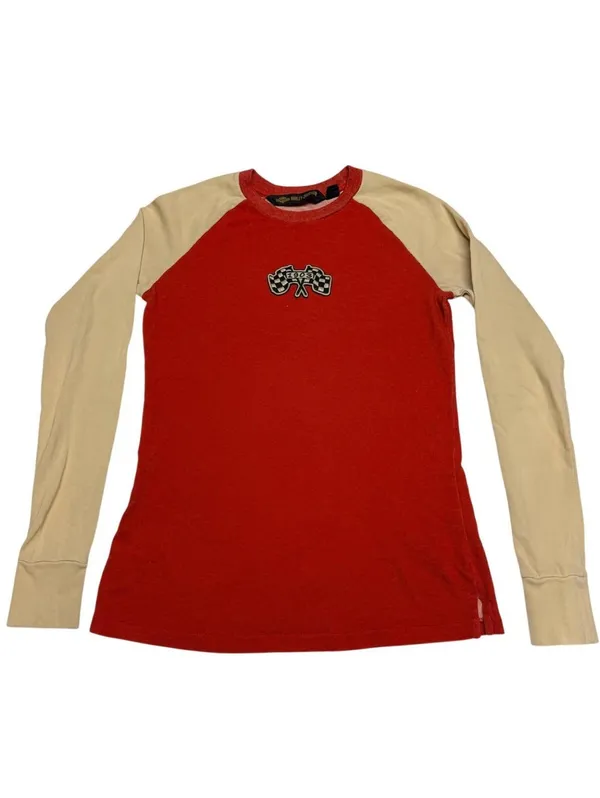 Harley-Davidson Raglan Long Sleeve Shirt Women’s XS RedTan 1903 Logo Graphic Tee - Image 2