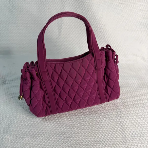 Vera Bradley Plum Purple Quilted Microfiber Handbag Satchel Tote Gold Hardware - Image 9