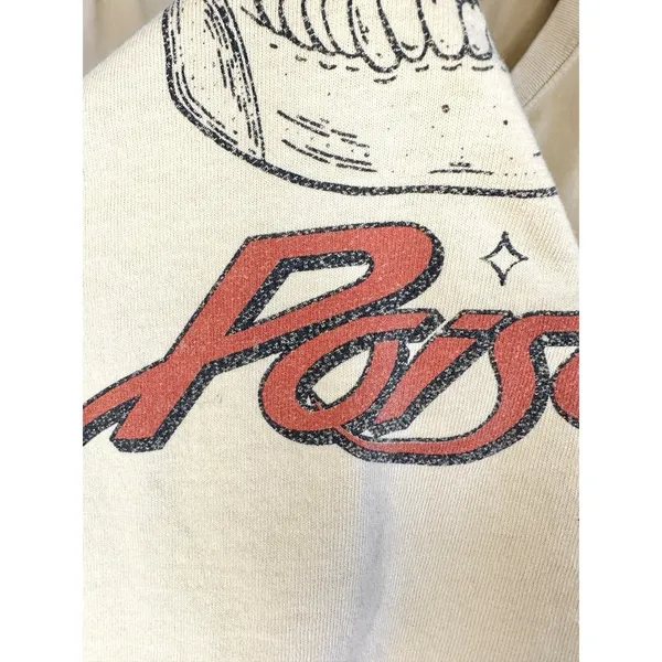 Poison Band Tee T-Shirt XS Skull Roses Life Loves A Tragedy Graphic Retro‎ Cream - Image 12