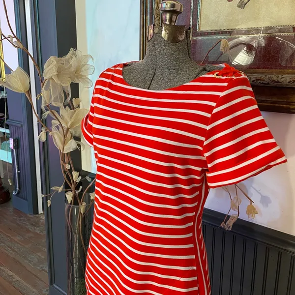 Tommy Bahama Jovanna Orange Stripe Lace-Up Shoulder Knit Dress Sz S 💚🎀 - Image 4