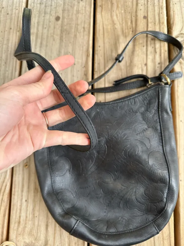 Vintage Y2K Lucky Brand leather bohemian crossbody bag black - Image 4