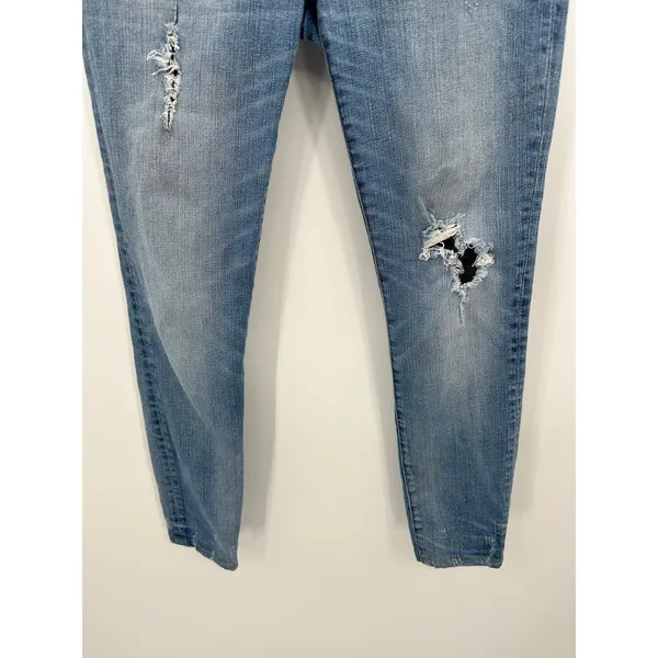 Madewell Jeans Women's 26 Blue Light Wash Denim Distressed 9"‎ High Rise Skinny - Image 3