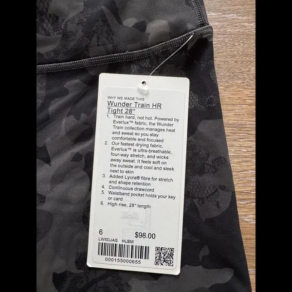 Lululemon Wunder Train High Rise 28” Hidden Heritage Lace Black Size 6 NWT - Image 4
