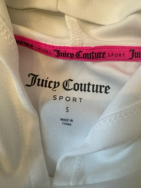 Juicy Couture Size Small White Rhinestone Cropped Hoodie - Image 3