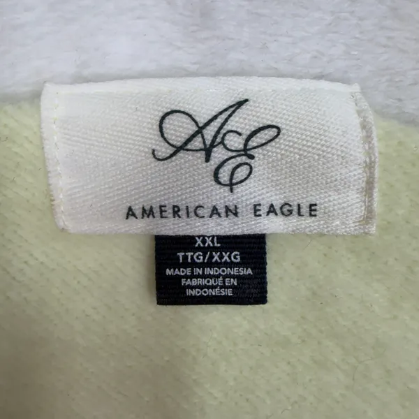 American Eagle XXL Cropped Sweatshirt Yellow Short Sleeve Raw Hem Boxy Fit Top - Image 5