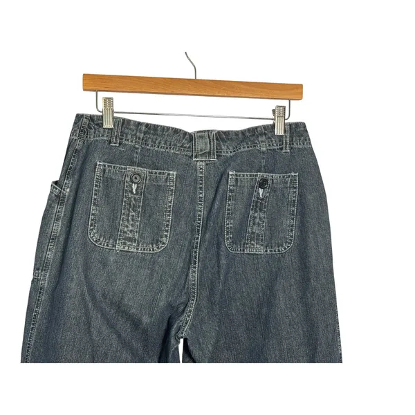 FrenchCuff Womens Denim Capris 10 Blue Dark Wash Patch‎ Pocket Utility Coastal - Image 4