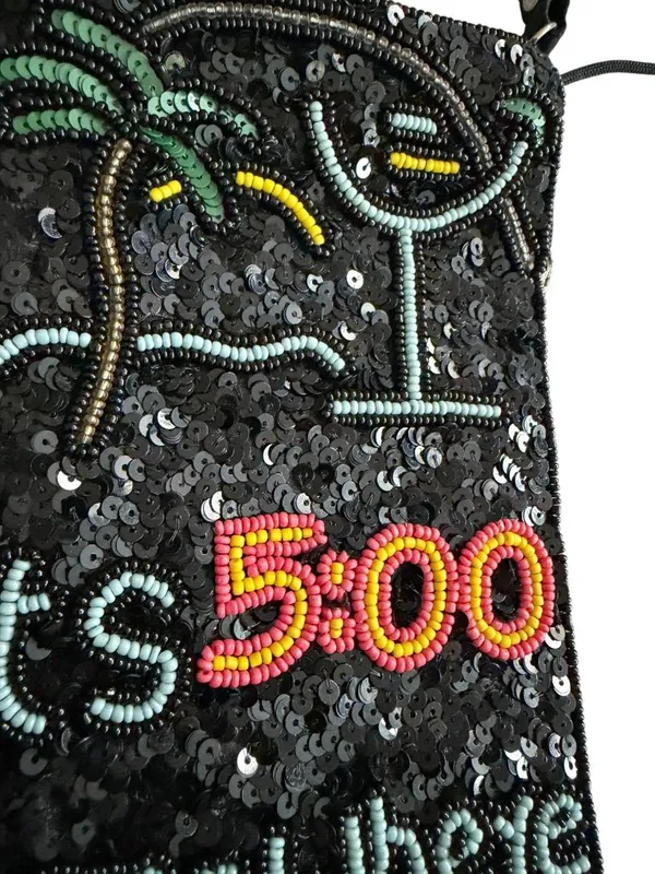 ITS 5 O’CLOCK SOMEWHERE Beaded Mini Crossbody Bag Black - Image 3