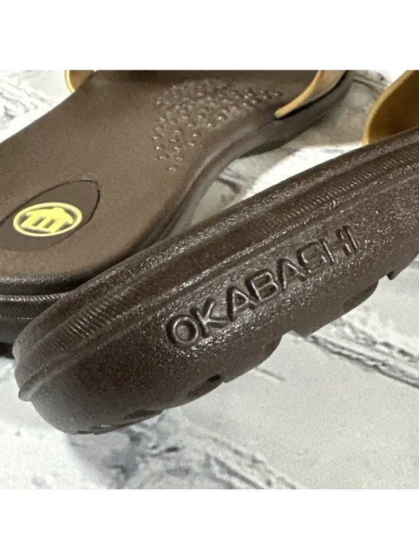 OKABASHI Women’s Gold Brown Slides Size Medium Slip On Sandals US Sz 6.5-7.5 - Image 11