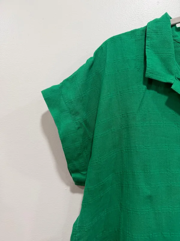 Lucky Brand Green Button Front Blouse Lightweight Textured cotton Top Size - Image 5