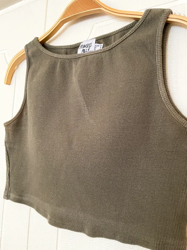 Princess Polly Darlington Crop Top in Khaki - Image 5