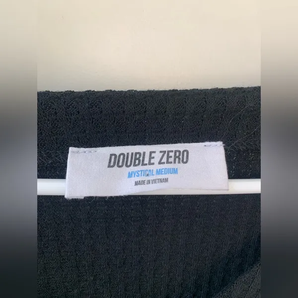 Double zero button down tie black blouse - Image 2