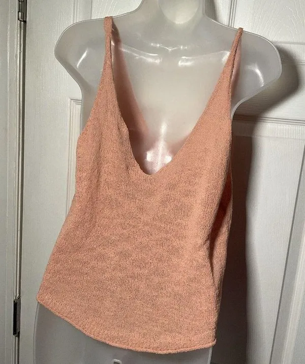 FP Beach Peach Orange Pink Pullover Round Hem Tank NWT Knit Small Casual Preppy - Image 6