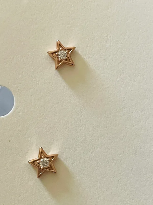 Set Of 3 Pairs (6 Pieces) Stars ⭐️ Earring Studs / Gold Over Sterling Silver - Image 4