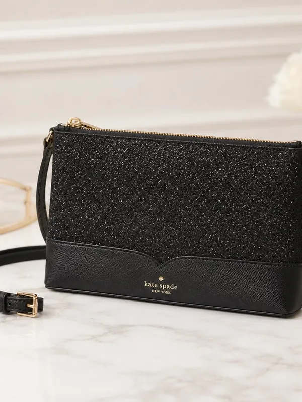 Kate Spade Black Glitter Crossbody Bag Evening Purse NWT - Image 8