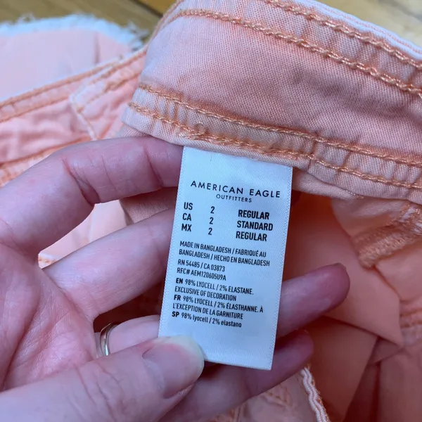 American Eagle Womens Pink Baggy Wide Leg Cargo Pants Raw Hem Size 2‎ Stretch - Image 8