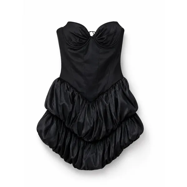 Oh‎ Polly Laela Satin Bubble Hem Corset Mini Dress – Black Sz 0 NWT - Image 8