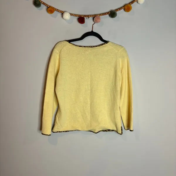 Y2K Banana Republic Angora Rabbit Hair Wool blend Silk lined yellow cardigan - Image 5