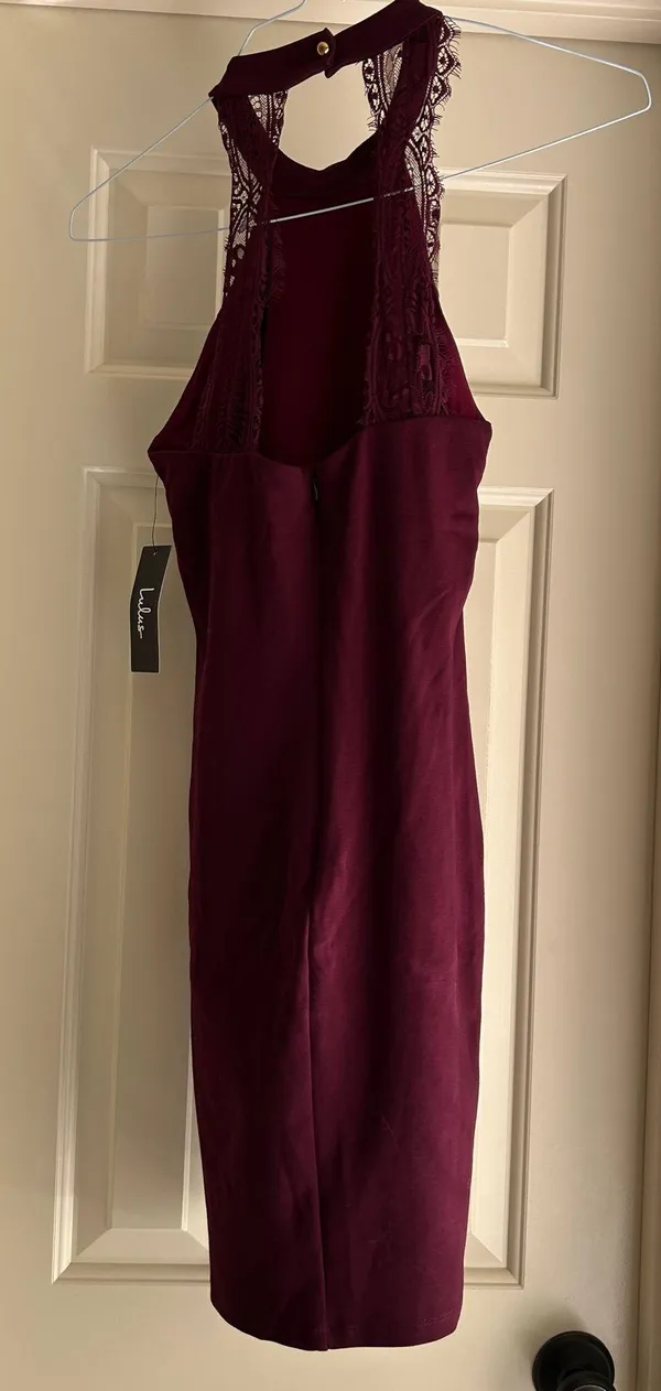 New Lulu's Burgundy Halter Sheath Dress - Image 4