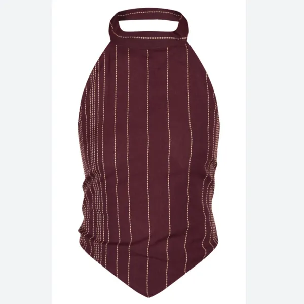 Pretty Little Thing NWT DARK BROWN EMBROIDERED STRIPE HALTERNECK TOP - Image 3