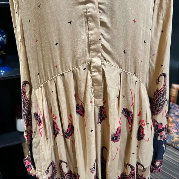 Free People Sierra Valley Shirt Dress – Gold Combo, Paisley Floral, Size Medium - Image 5