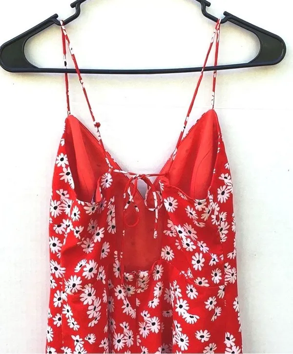 BriDGE Womens medium red Sleeveless Floral strappy spring sleeveless sun dress - Image 4