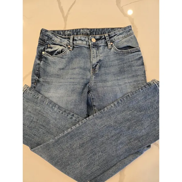a.n.a. Women's 6 Mid-Rise Slim Bootcut Jeans Medium Wash Blue Denim Y2K - Image 6