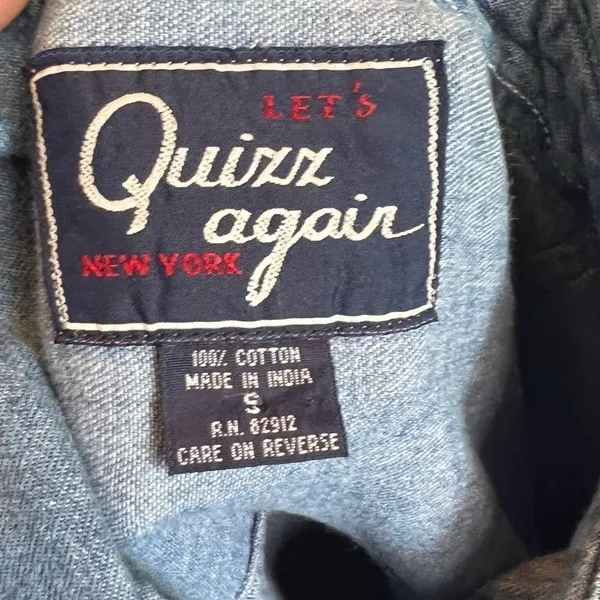 Vintage Quizz Again Denim Embroidered‎ Christmas Bear Shirt - Image 6