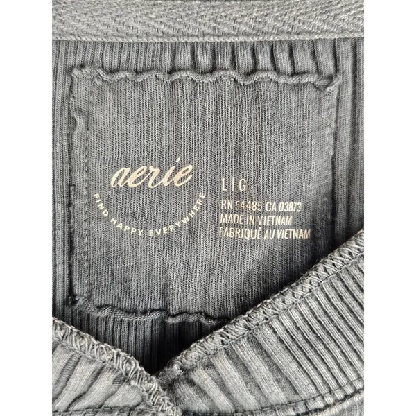 NWT Aerie Womens Green Long Sleeve Ribbed Henley Shirt Large - Image 3