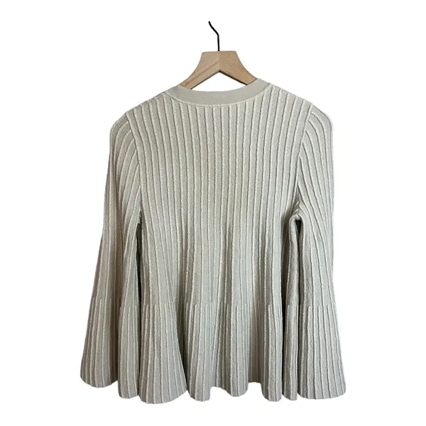 COS Bell Sleeve Neutral Wool Blend Textured Swing Sweater - Image 5