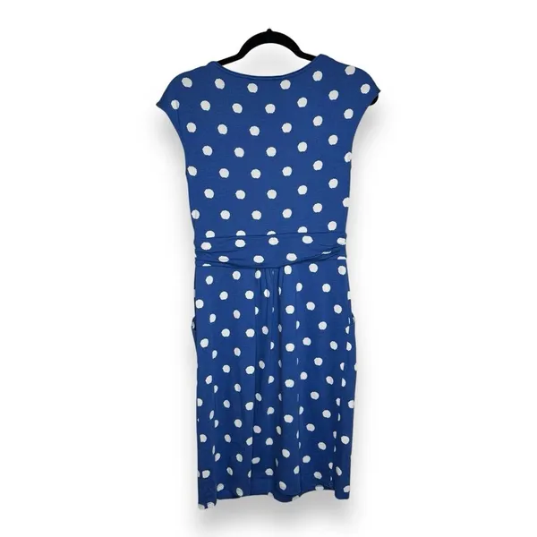 Boden Dress Womens US 6R Blue Polka Dot Shift Cap Sleeve Pockets‎ Cotton Modal - Image 3