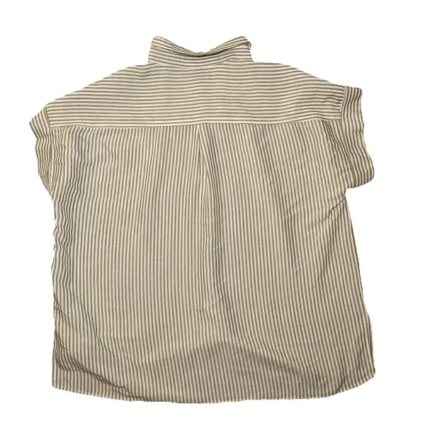 Women's Casual Light Green & White Striped Button Down Summer, Vacation.‎ LG - Image 8