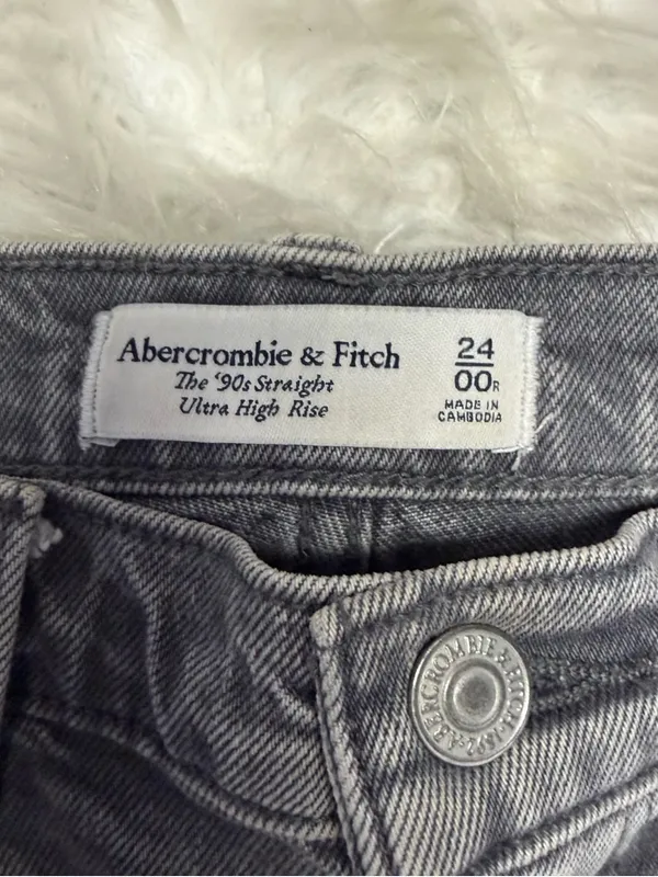 Abercrombie & Fitch 90s Straight Jeans 24 / 00 Gray Ultra High Rise - Image 4