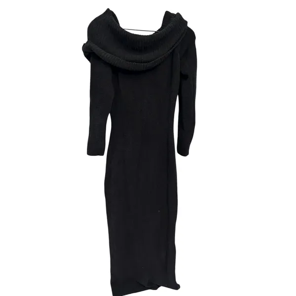 NWT SKIMS Cozy Knit Off the Shoulder Dress XL Onyx - Image 4