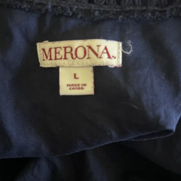 Merona Women‎ Cottagecore Boho Lace Shell Top Large Black Sleeveless Eyelet Trim - Image 8