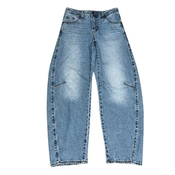 Levi's Premium‎ Baggy Dad Barrel Tapered Jean Easy Days Medium Wash Blue 25 - Image 4