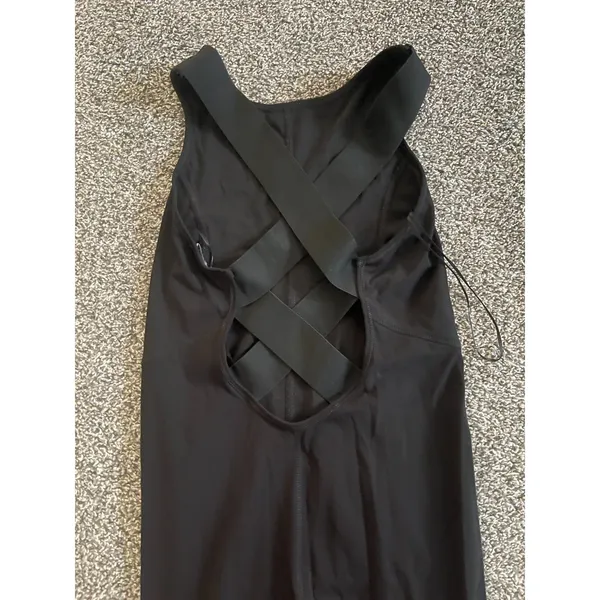Zara sleek form-fitting black full-length tank top athletic jumpsuit L - Image 11