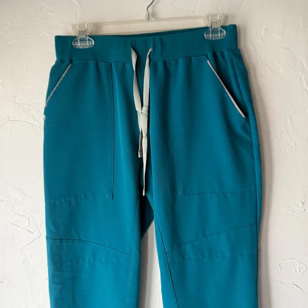 FIGS Teal Jogger Scrub Pants Womens Elastic Waist Drawstring Pockets Small Nurse - Image 3