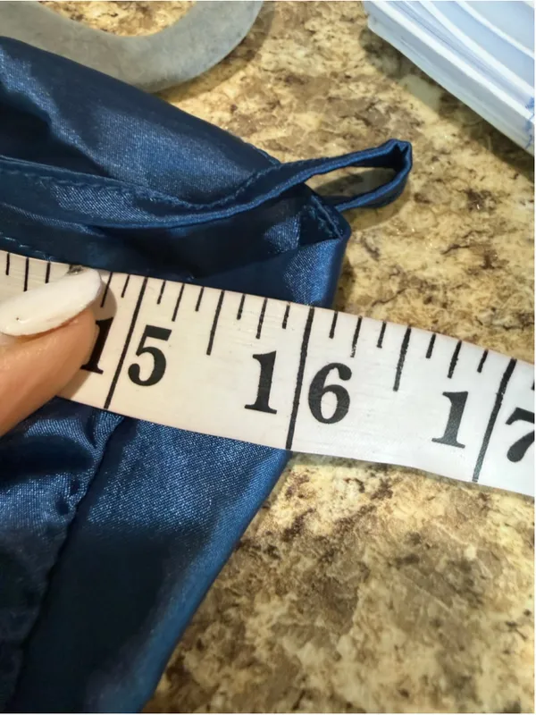 Women's CIDER Blue Asymmetrical Satin Slip Dress M - Image 5