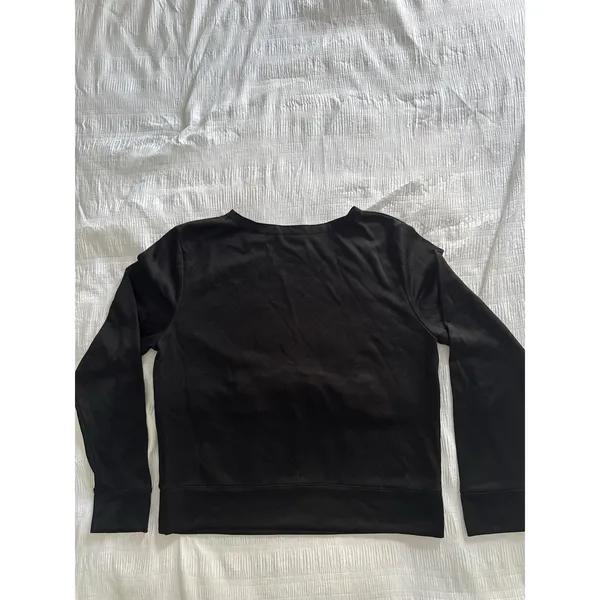 Zara Black Sweatshirt Sequins Beads Women's Large Long Sleeve Goth Holiday Glam - Image 8