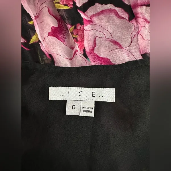 ICE Floral Pleated Skirt Black Pink Size‎ 6 - Image 8