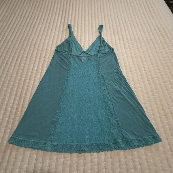 Victoria’s Secret Blue Slip Nightie M Medium See Through Lace Center Strips - Image 6